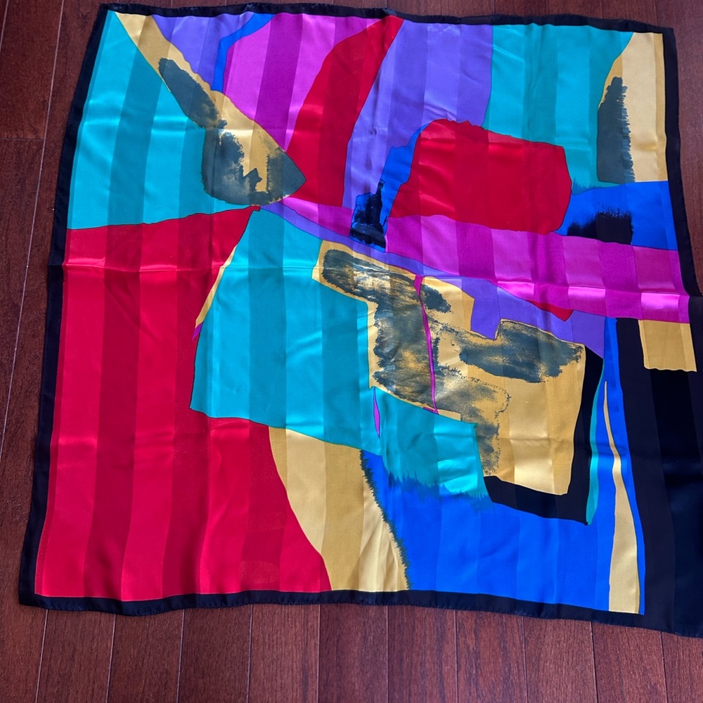 Abstract Multicolor Silk Scarf